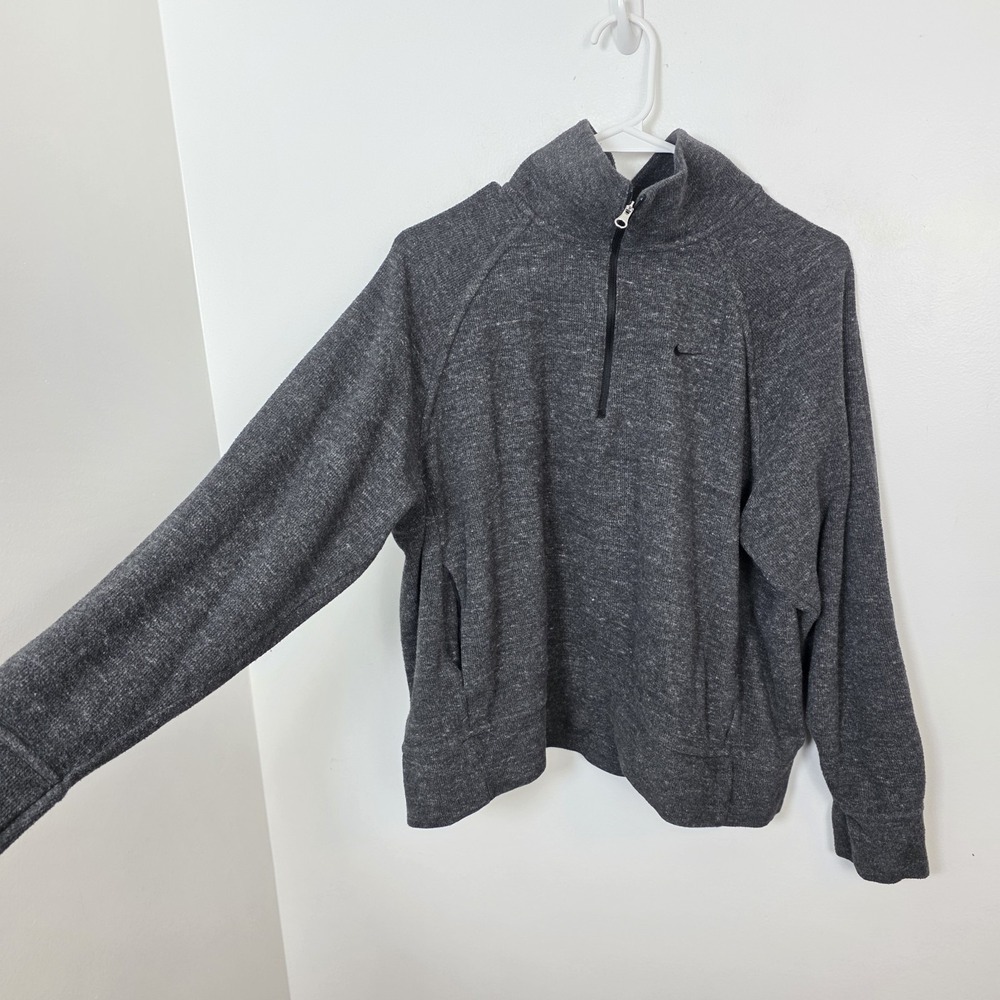 Nike Gray Funnel Neck 1/4 Zip Athleisure Lounge Oversized Pullover Size Large - Picture 3 of 10